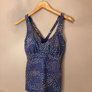 Title Nine Underwire floral tankini top 34C adjustable swim top
